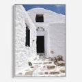 Obraz w ramie 80x120 - Santorini - Grecja błękitem malowana - Santorini, Grecja - rama biała
