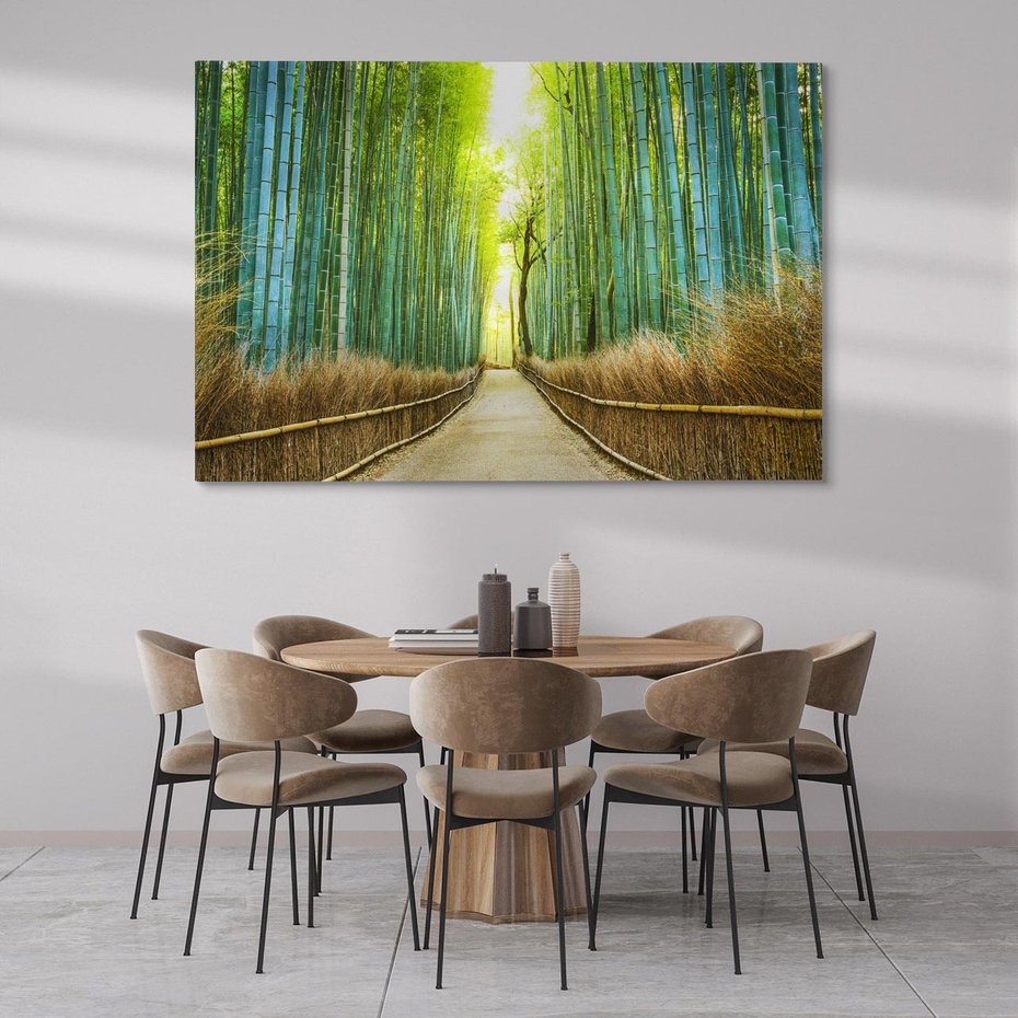 Obraz na płótnie 120x80 - Droga przez japoński bambusowy las - droga, japonia