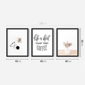 Zestaw obrazy w ramie 40x50 galeria - Kawa, kwiaty, minimalizm - rama czarna