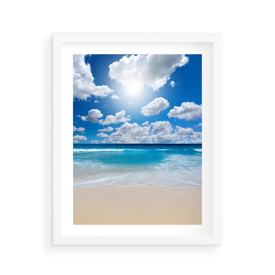 Plakat w ramie 40x50 - Wakacyjna plaża - plaża, wakacje - rama biała