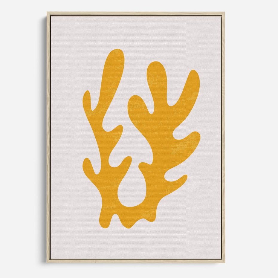 Obraz w ramie 80x120 - Abstrakcyjna Synergia - abstrakcyjna żółta forma, minimalizm - rama drewno