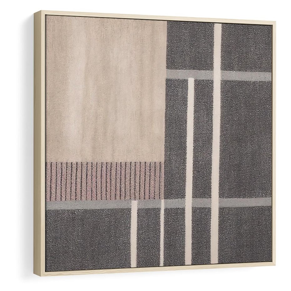 Obraz w ramie 50x50 - Harmonia skradzionych odcieni - symetryczne, geometryczne pasy - rama drewno
