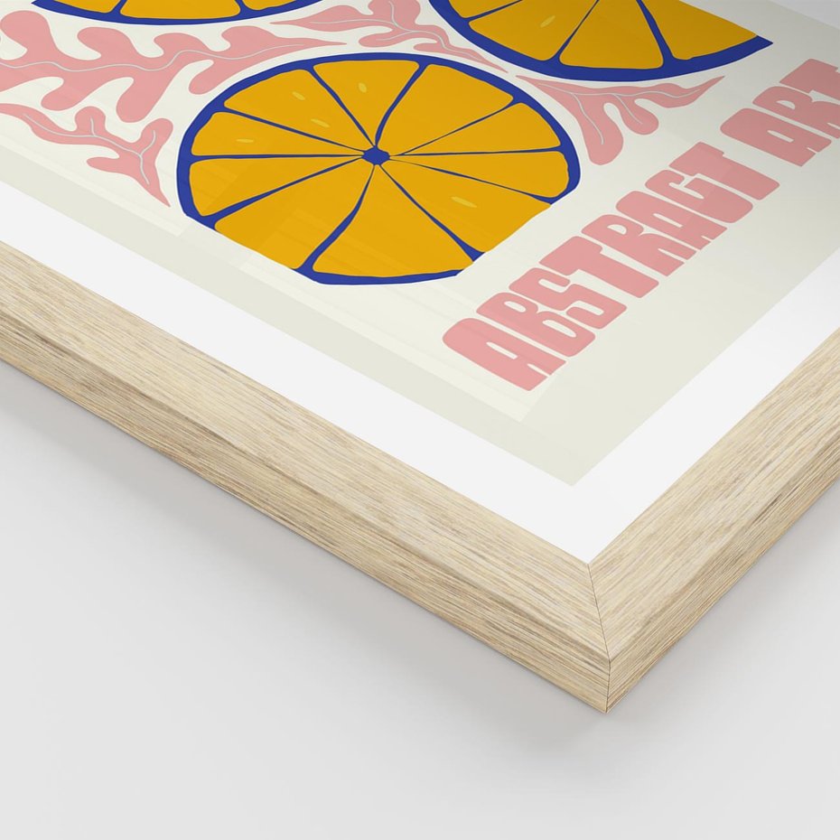 Plakat w ramie 30x40 - Podróżne Wizje - typografia, cytryny - rama drewno