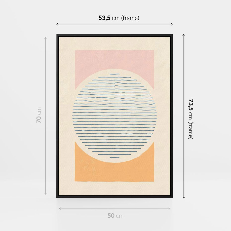 Obraz w ramie 50x70 - Rozbijająca Opowieść - geometryczne kształty, koła - rama czarna