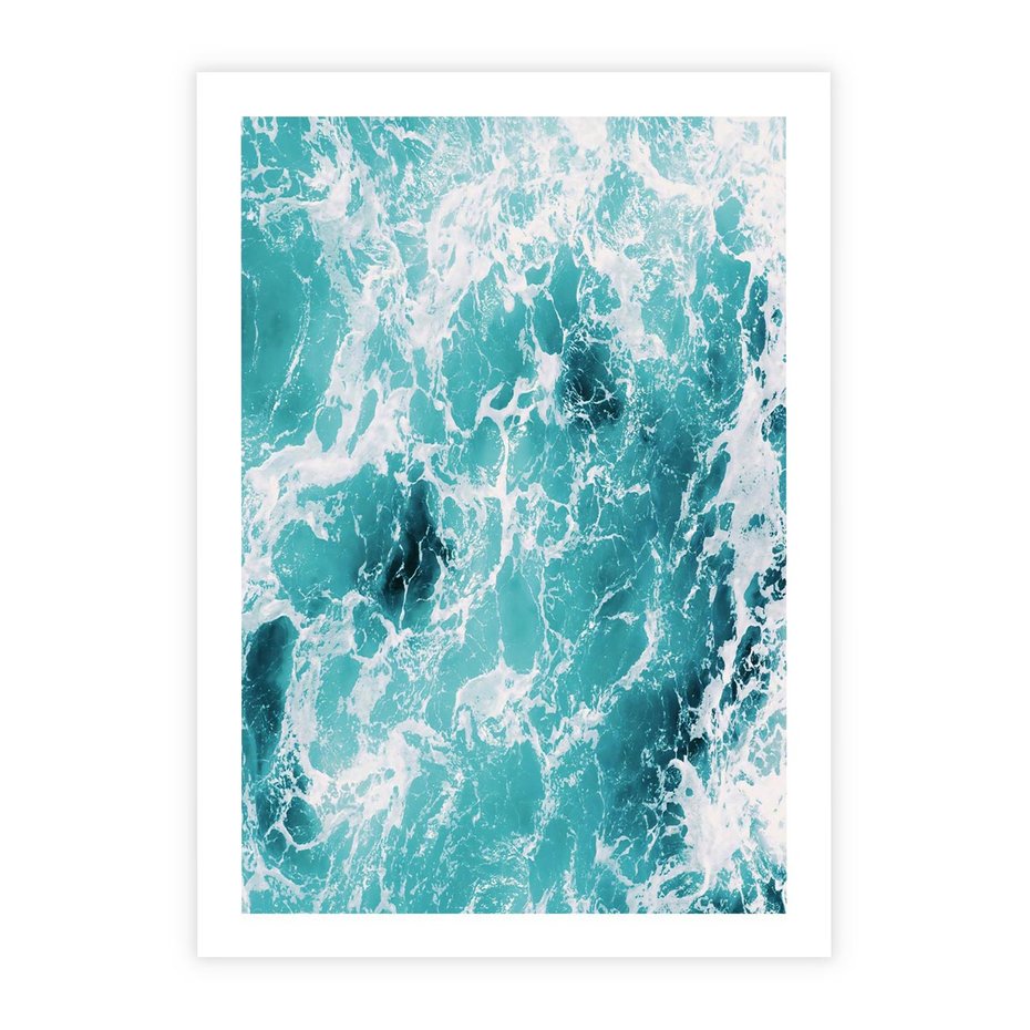 Plakat bez ramy 30x40 - Wzburzony Ocean: Widok Z Góry - wzburzony ocean, błękitna woda