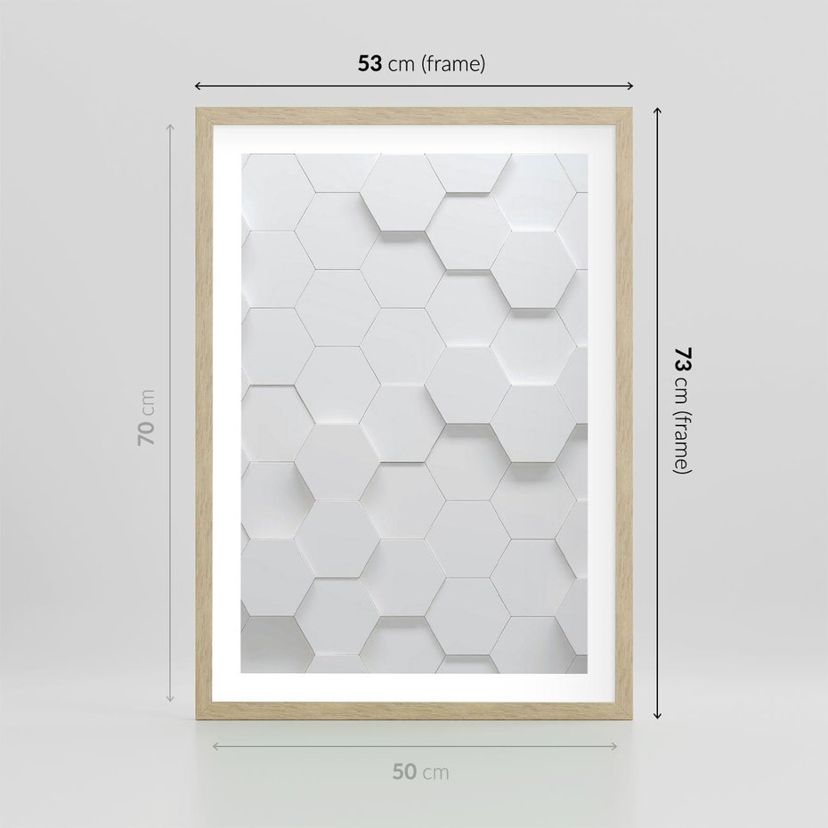 Plakat w ramie 50x70 - Intrygujący Wymiar - geometria, 3D - rama drewno