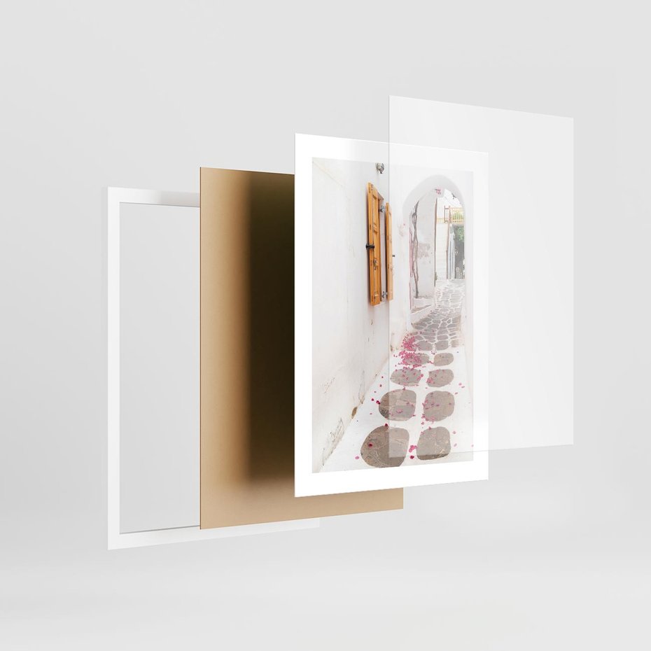 Plakat w ramie 30x40 - Urok Południowej Uliczki - uliczka, południe - rama biała
