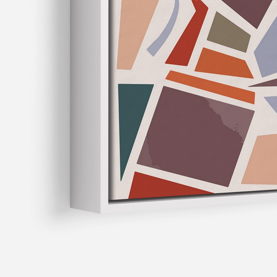 Obraz w ramie 80x120 - Intrygujące Rozbicie - gemoetryczne kształty, mozaika - rama biała