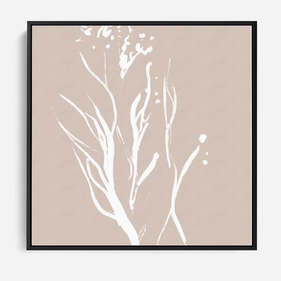 Obraz w ramie 50x50 - Impresje Pastelowych Nastrojów - minimalistyczny delikatny obraz, beżowe odcienie - rama czarna