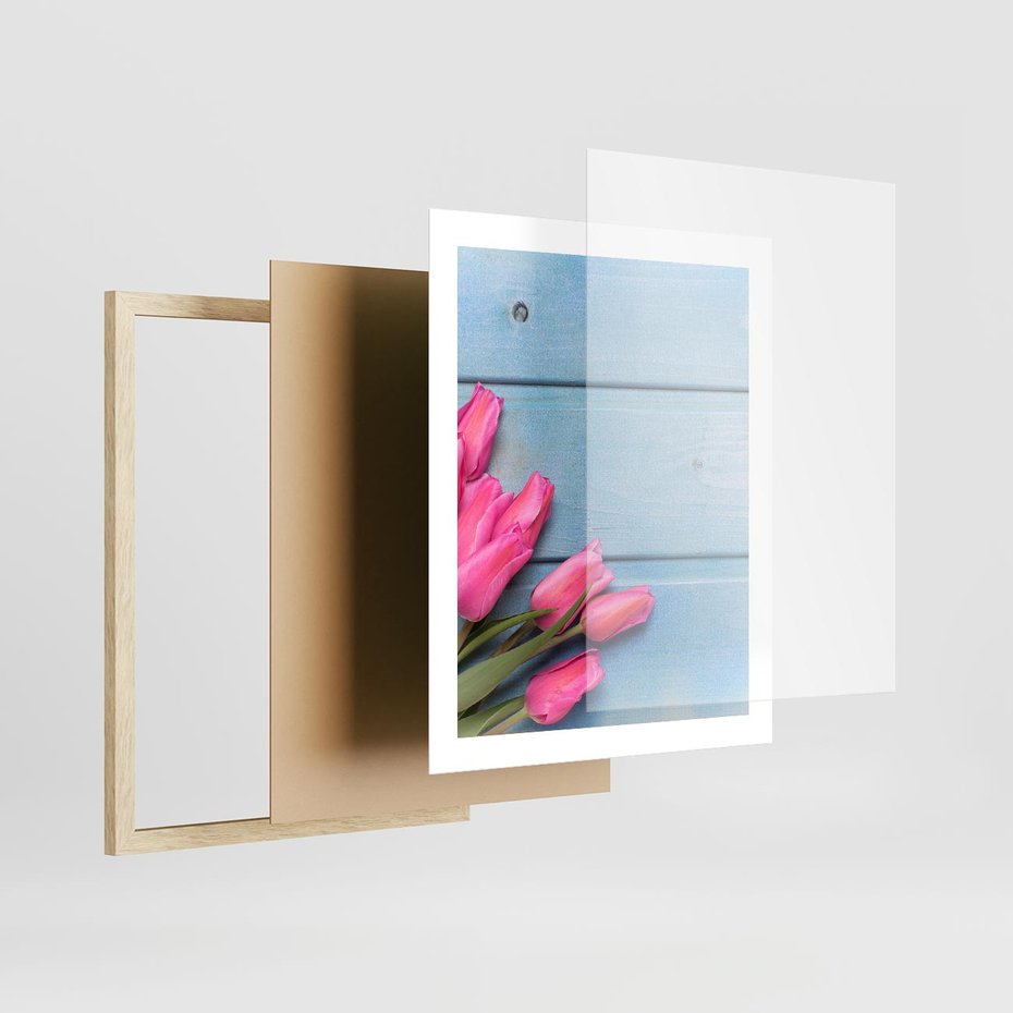 Plakat w ramie 40x50 - Piękno w pełnym rozkwicie - kwiaty, tulipany - rama drewno