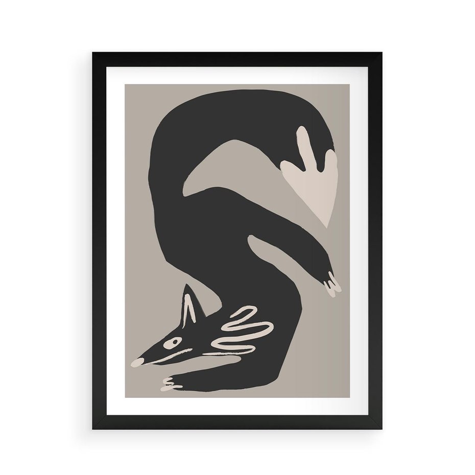 Plakat w ramie 50x70 - Ekspresja Skandynawskiego Światła - skandynawska sztuka, lis - rama czarna