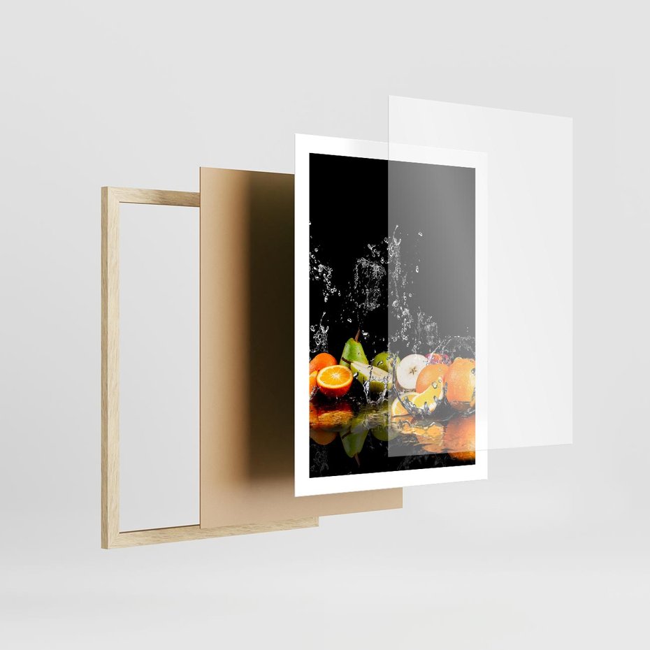 Plakat w ramie 50x70 - Owoce w Restauracji - owoce, kuchnia - rama drewno