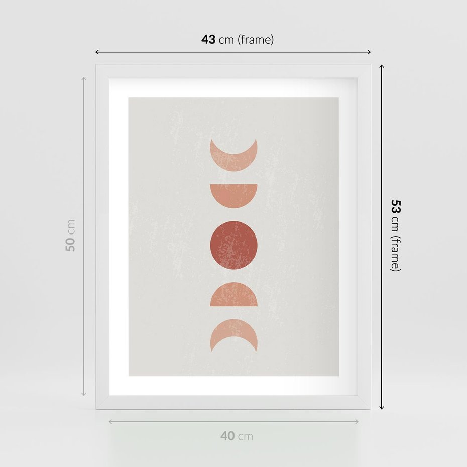 Plakat w ramie 40x50 - Mistyka Boho - boho plakat, beże brązy - rama biała