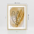 Plakat w ramie 30x40 - Monstera w Złocie - złote liście monstery, grafika - rama drewno