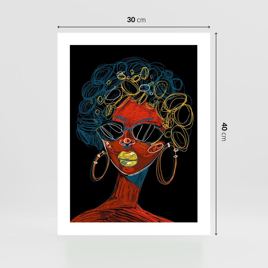 Plakat bez ramy 30x40 - Kolorowe Wibracje Rzeczywistości - abstrakcyjny portret kobiety, twarz