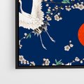 Obraz w ramie 50x50 - Japońskie Żurawie Indygo - sztuka japońska, japonia - rama czarna