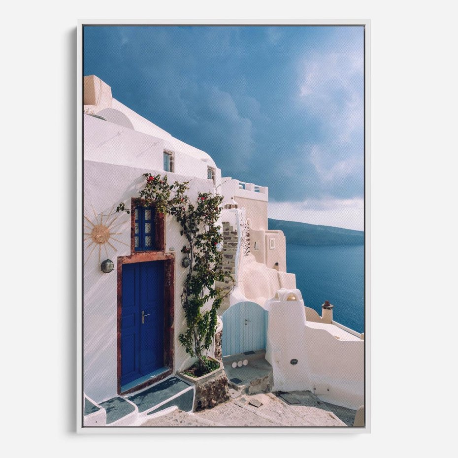 Obraz w ramie 50x70 - Urok Greckiej Wyspy - Santorini, Grecja - rama biała