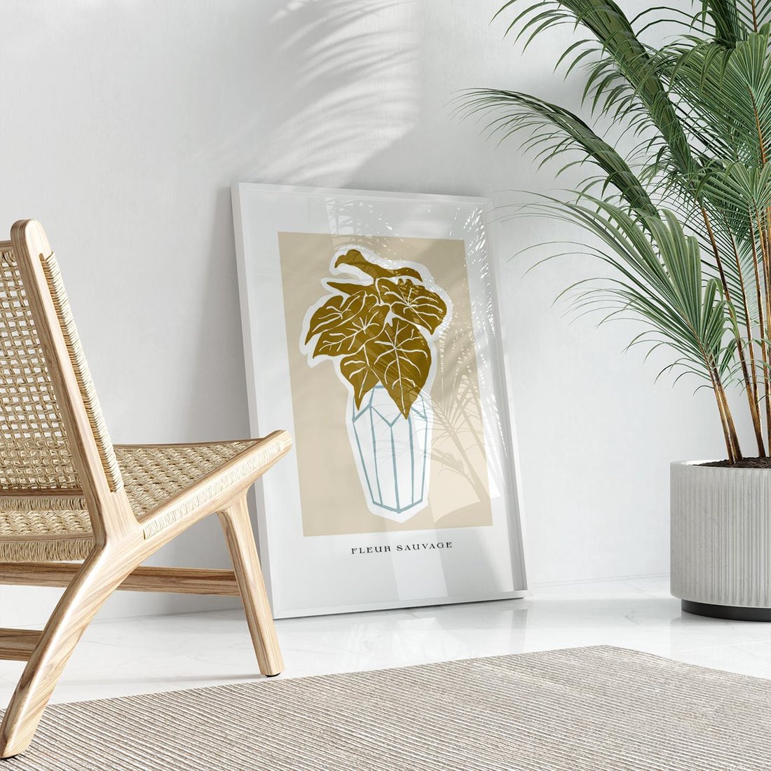 Plakat bez ramy 40x50 - Rytmy Nowych Wizji - abstrakcyjne liście, tropikalne w wazonie