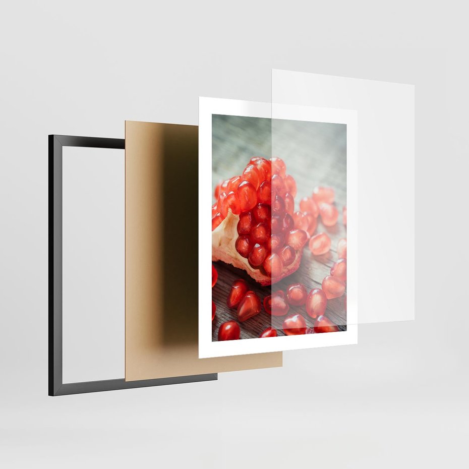 Plakat w ramie 40x50 - Granatowa Inspiracja Kuchni - granat, kuchnia - rama czarna