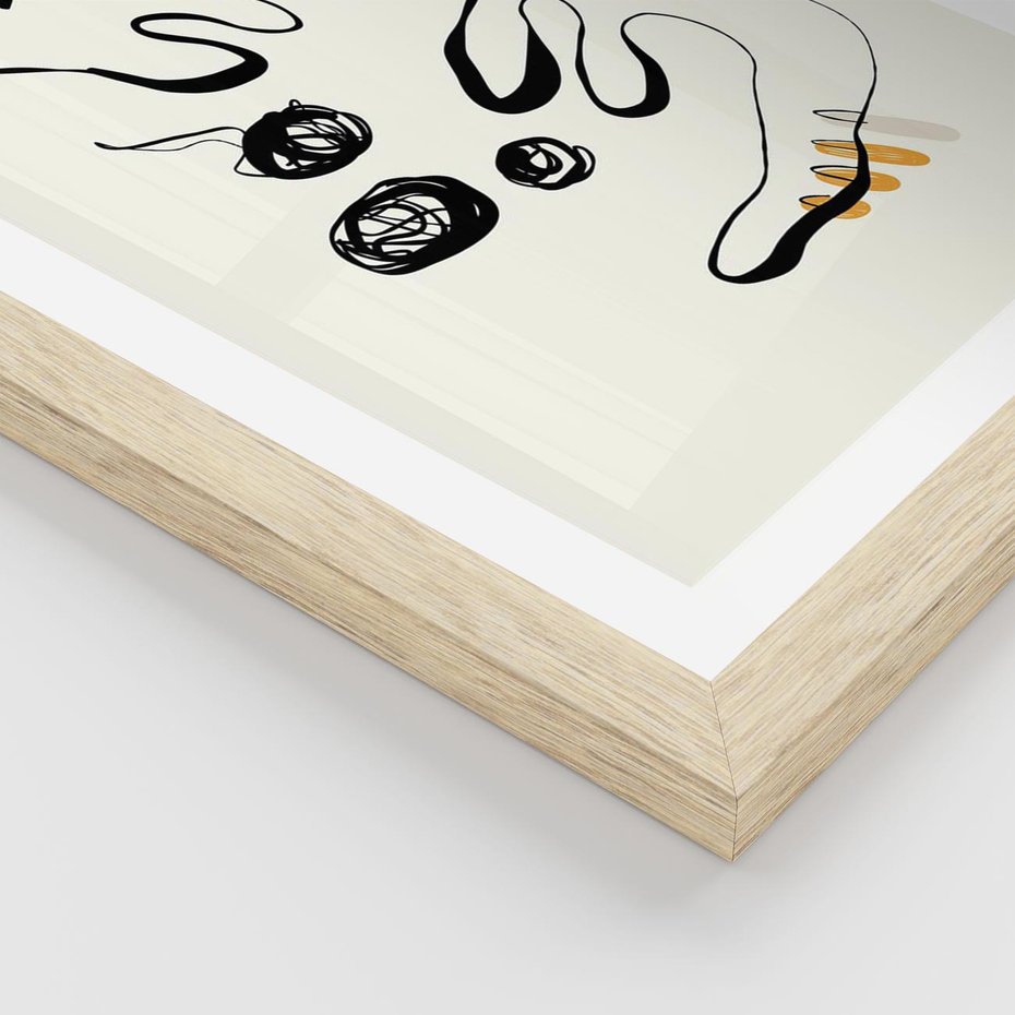 Plakat w ramie 50x70 - Picassowska Abstrakcja Kota - abstrakcyjna grafika kota, jak picasso - rama drewno