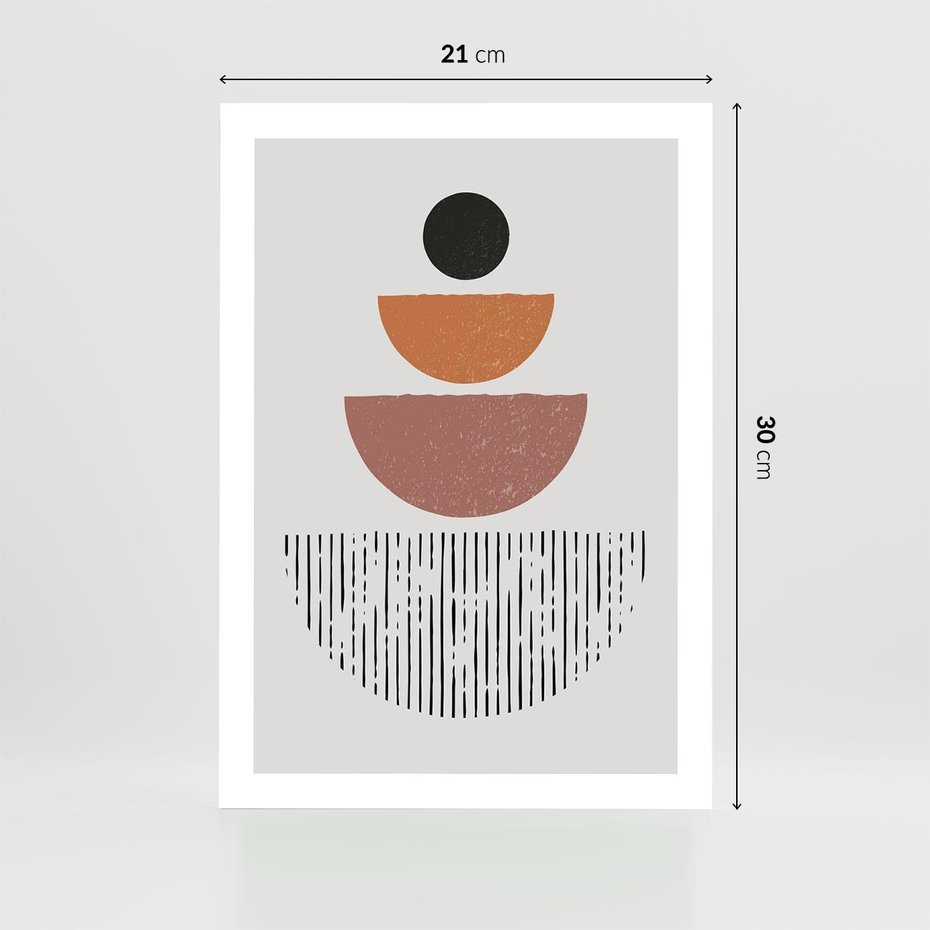 Plakat bez ramy 21x30 - Półkola i Boho Akcent - geometria, półkola