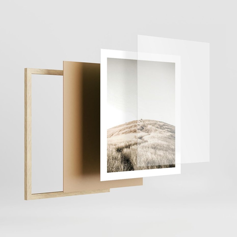 Plakat w ramie 40x50 - Wzgórze w Odcieniach Sepii - wzgórze, trawy - rama drewno