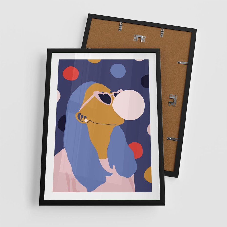 Plakat w ramie 50x70 - Odbicie Kobiety - nowoczesny plakat, styl retro - rama czarna