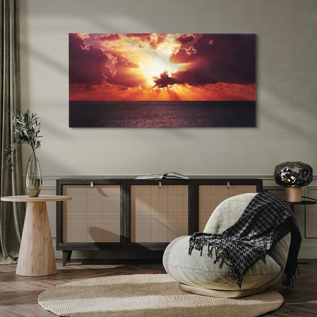 Obraz na płótnie 120x60 - Słońce i chmury nad morzem - słońce, chmury