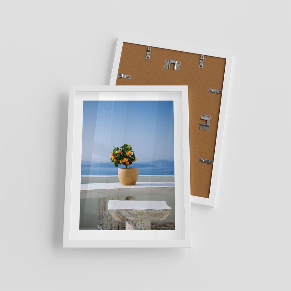 Plakat w ramie 30x40 - Uroki Santorini - Santorini, Grecja - rama biała