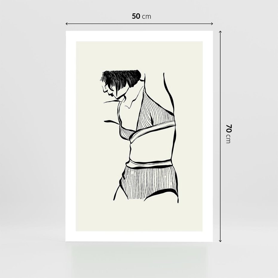 Plakat bez ramy 50x70 - Minimalistyczny Urok - szkic, kobieta w bieliźnie