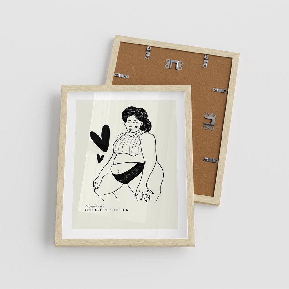 Plakat w ramie 40x50 - Wyrażenie Piękna - rysunek, sztuka nowoczesna - rama drewno
