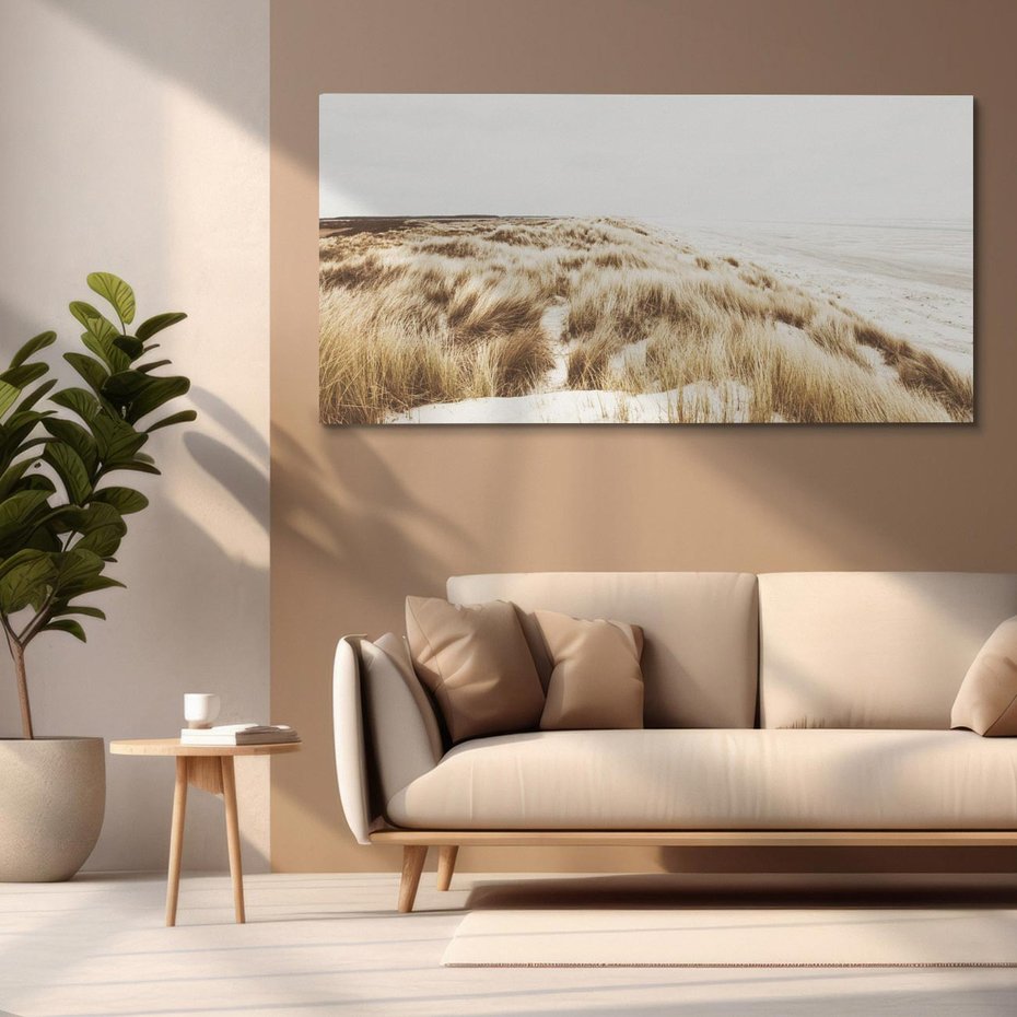 Obraz na płótnie 120x60 - Nadmorskie Wydmy - fotografia, kolory sepii