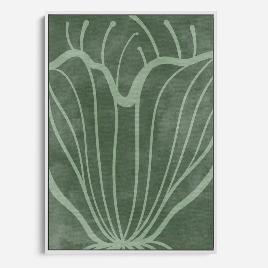 Obraz w ramie 70x100 - Zieleń Kształtująca Spokój - zielony plakat, roślinne inspiracje - rama biała
