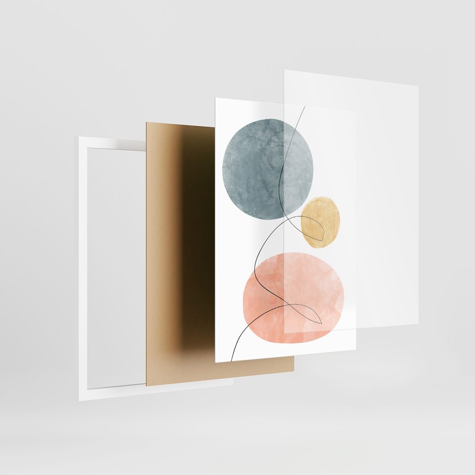 Zestaw obrazy w ramie 50x70 galeria - Abstrakcja, akwarela, plamy - rama biała