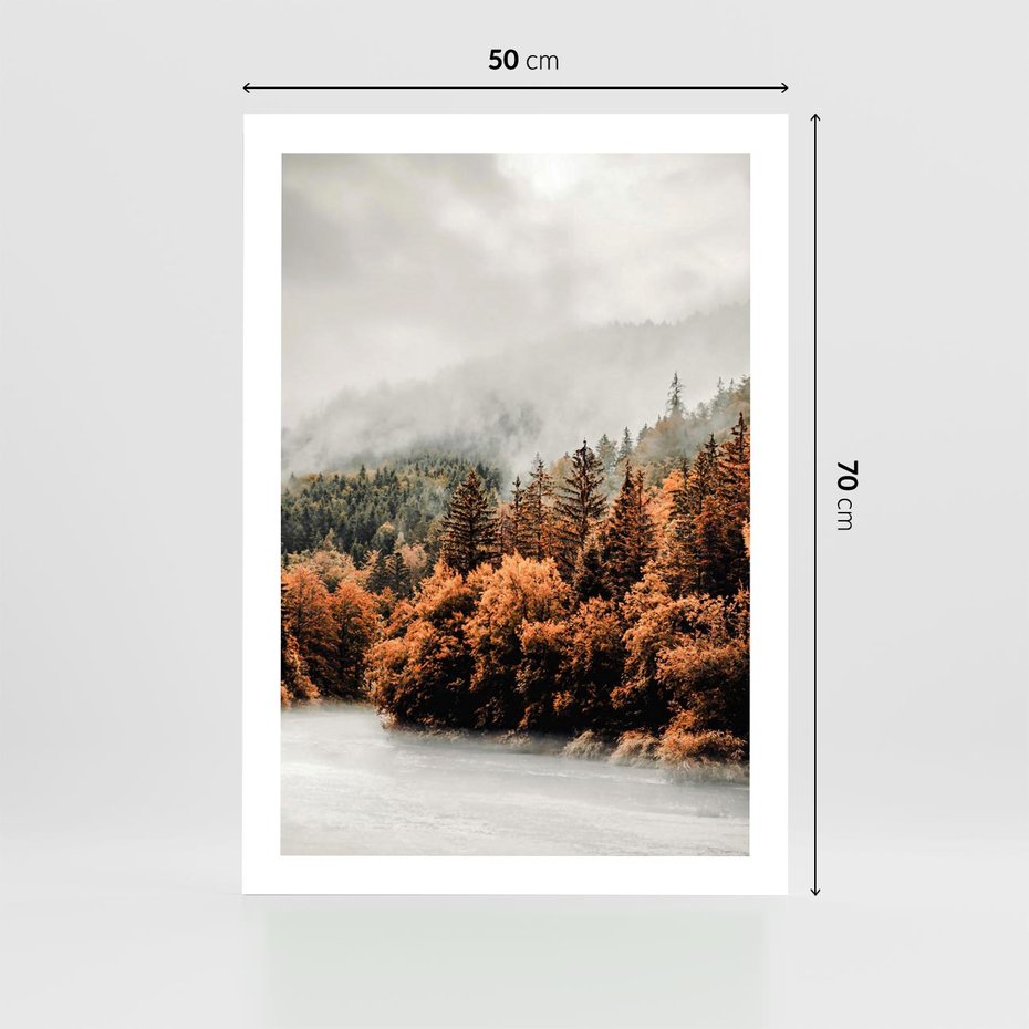 Plakat bez ramy 50x70 - Jesienna Mgła - las, góry