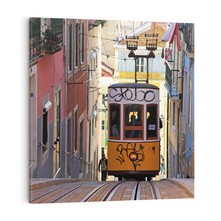 Obraz na płótnie 40x40 - Lizbońskie tramwaje - podróż w czasie - Lizbona, tramwaj