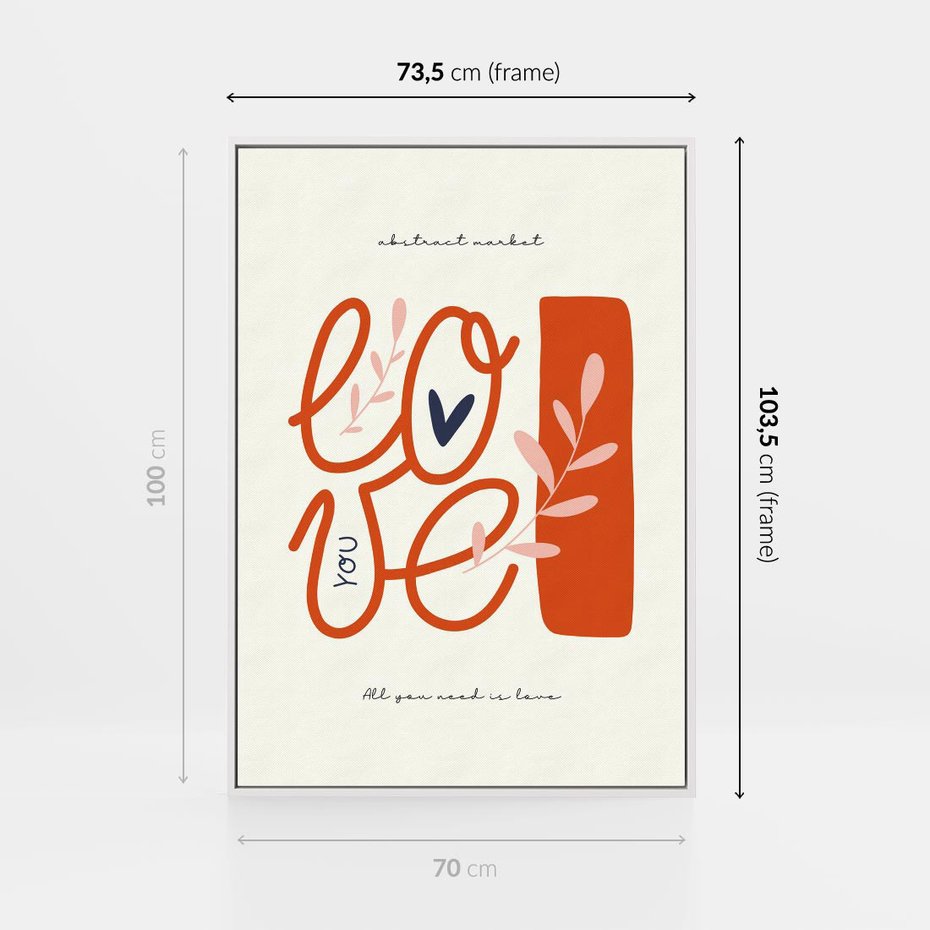 Obraz w ramie 70x100 - Pastelowa Siła Miłości - miłość, love - rama biała