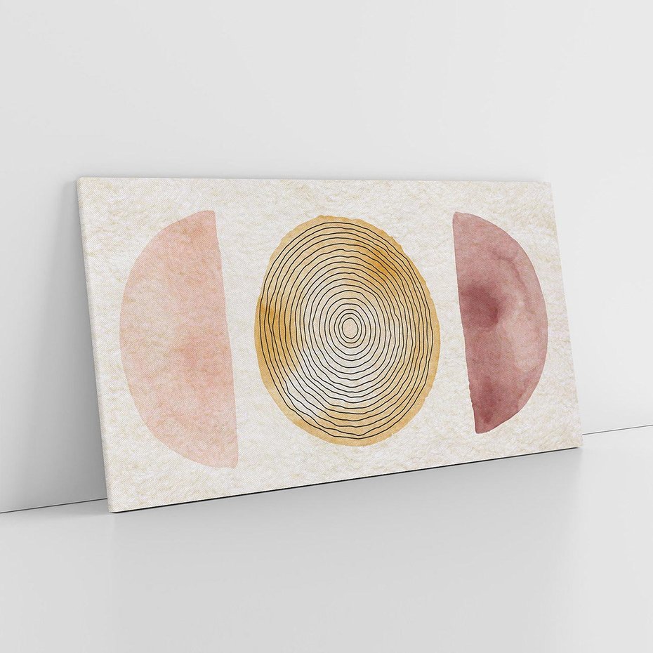 Obraz na płótnie 100x50 - Zapisane w promieniach słońca - beżowe strukturalne tło, koła