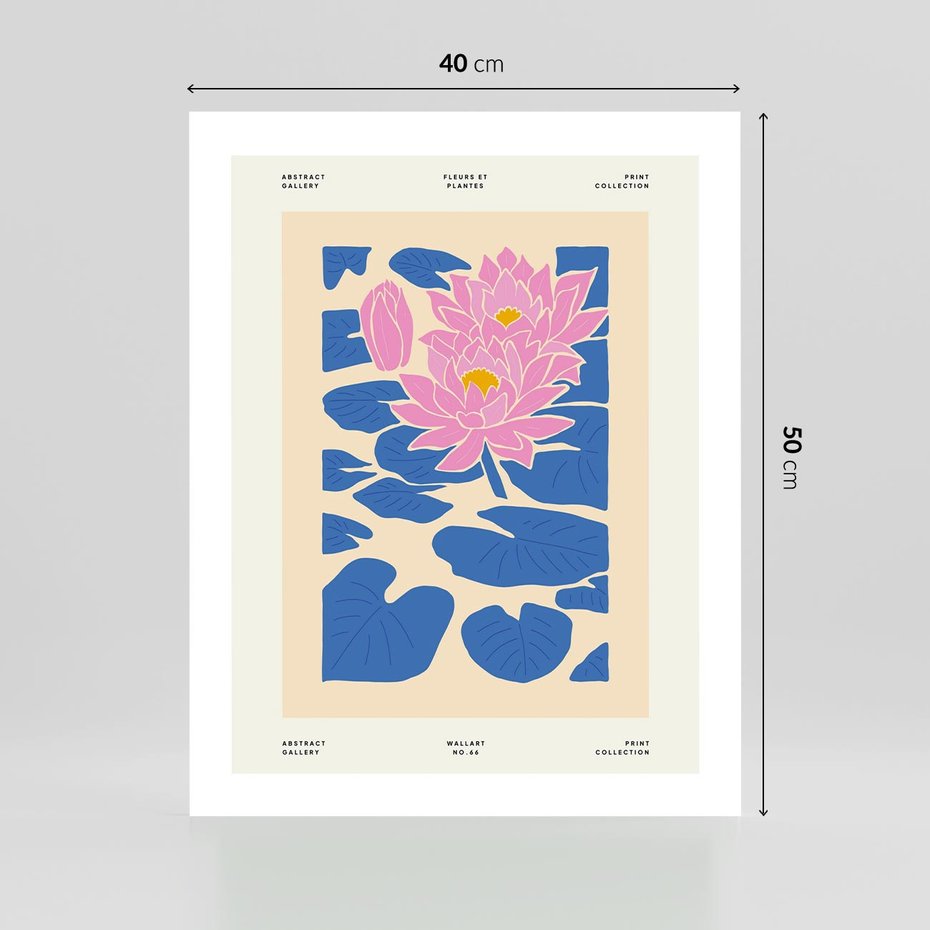 Plakat bez ramy 40x50 - Rozświetlone Odbicia - lilie wodne, pastelowe kolory