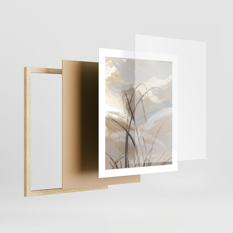 Plakat w ramie 40x50 - Nowoczesne Odbicia - akwarela, obraz - rama drewno