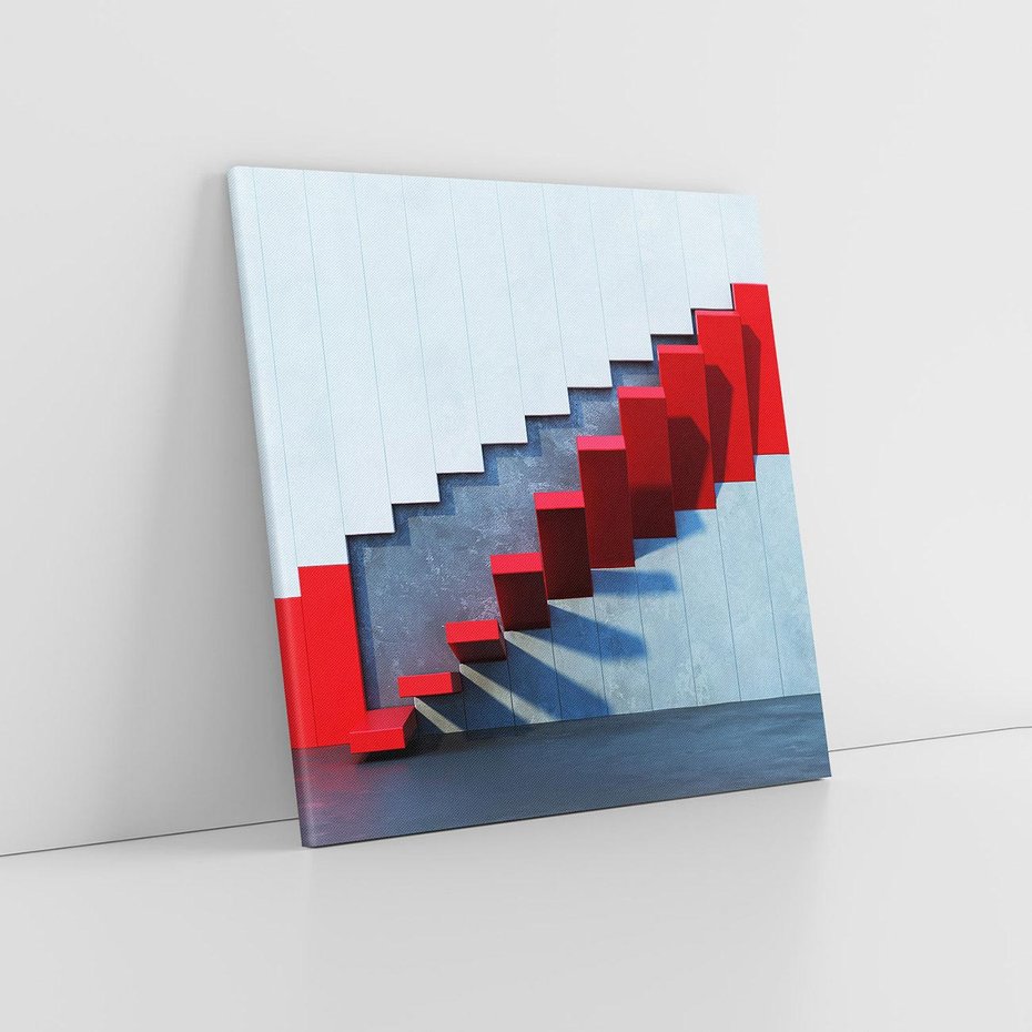 Obraz na płótnie 60x60 - Schody w abstrakcyjnej podróży - schody, abstrakcja