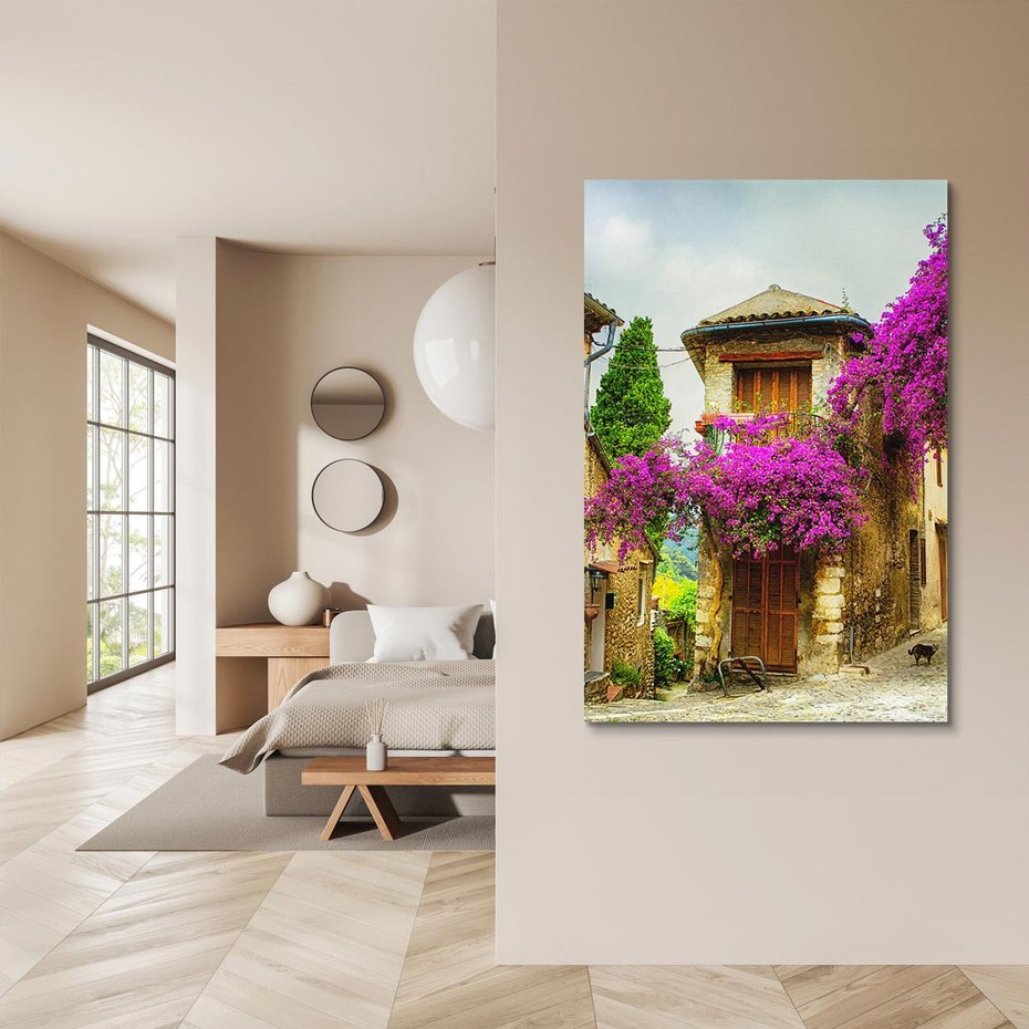 Obraz na płótnie 80x120 - Urok francuskiej uliczki - Francja, uliczka