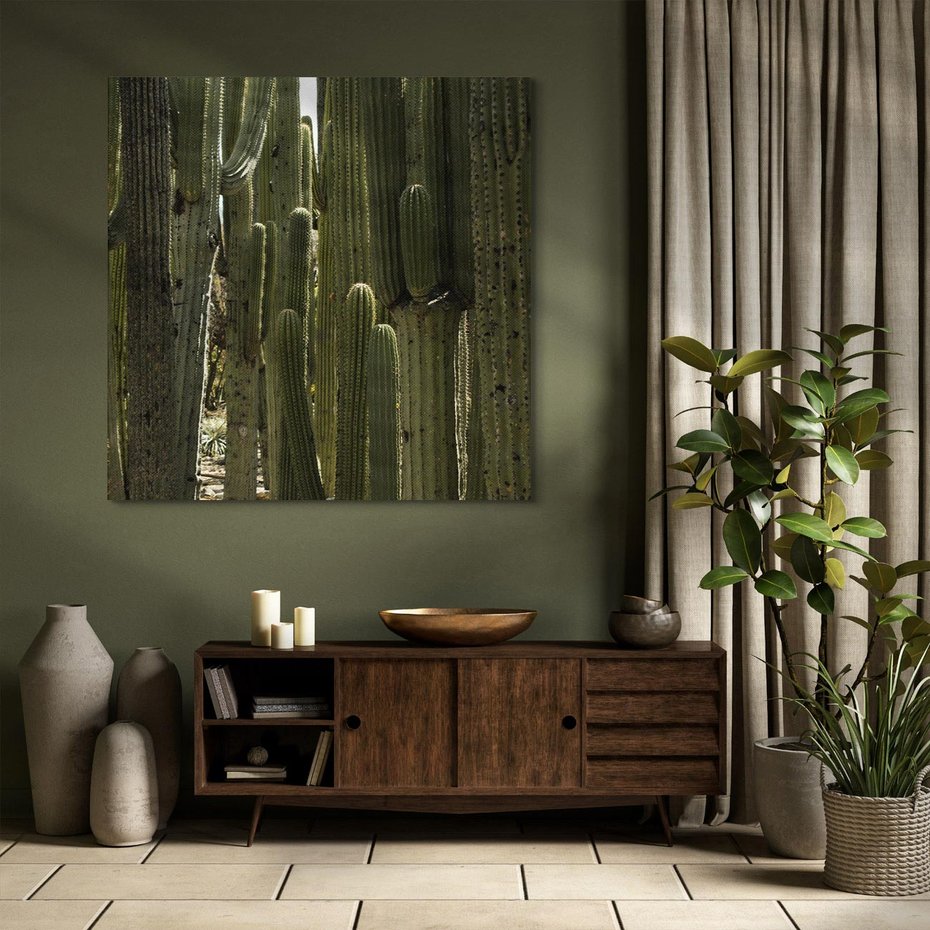 Obraz na płótnie 50x50 - Wyjątkowy Klimat Boho - kaktusy, pustynia