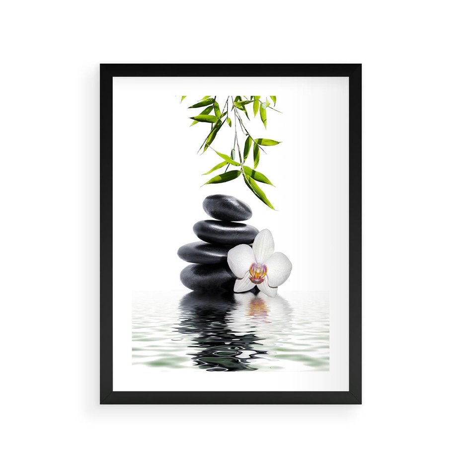 Plakat w ramie 30x40 - Orchidea w Spa - spa, orchidea - rama czarna