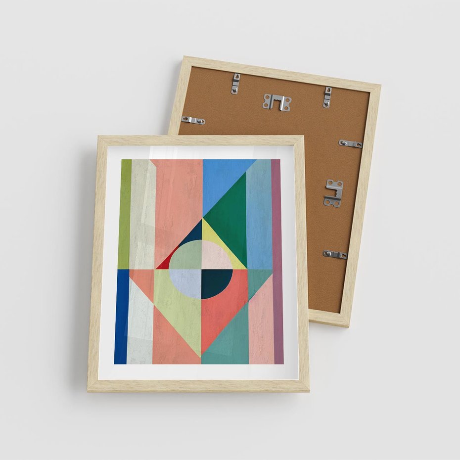 Plakat w ramie 40x50 - Księga Kolorowych Wizji - różne geometryczne formy, koła - rama drewno