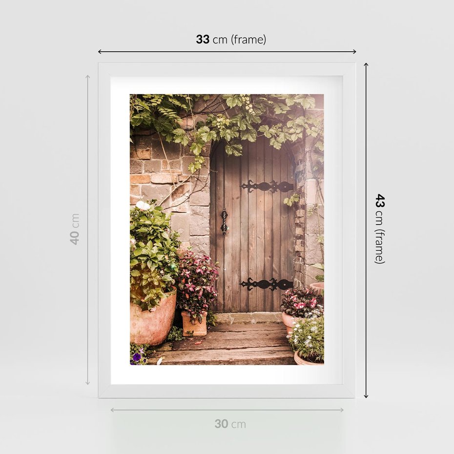 Plakat w ramie 30x40 - Wyjątkowy Klimat - drzwi, stare - rama biała