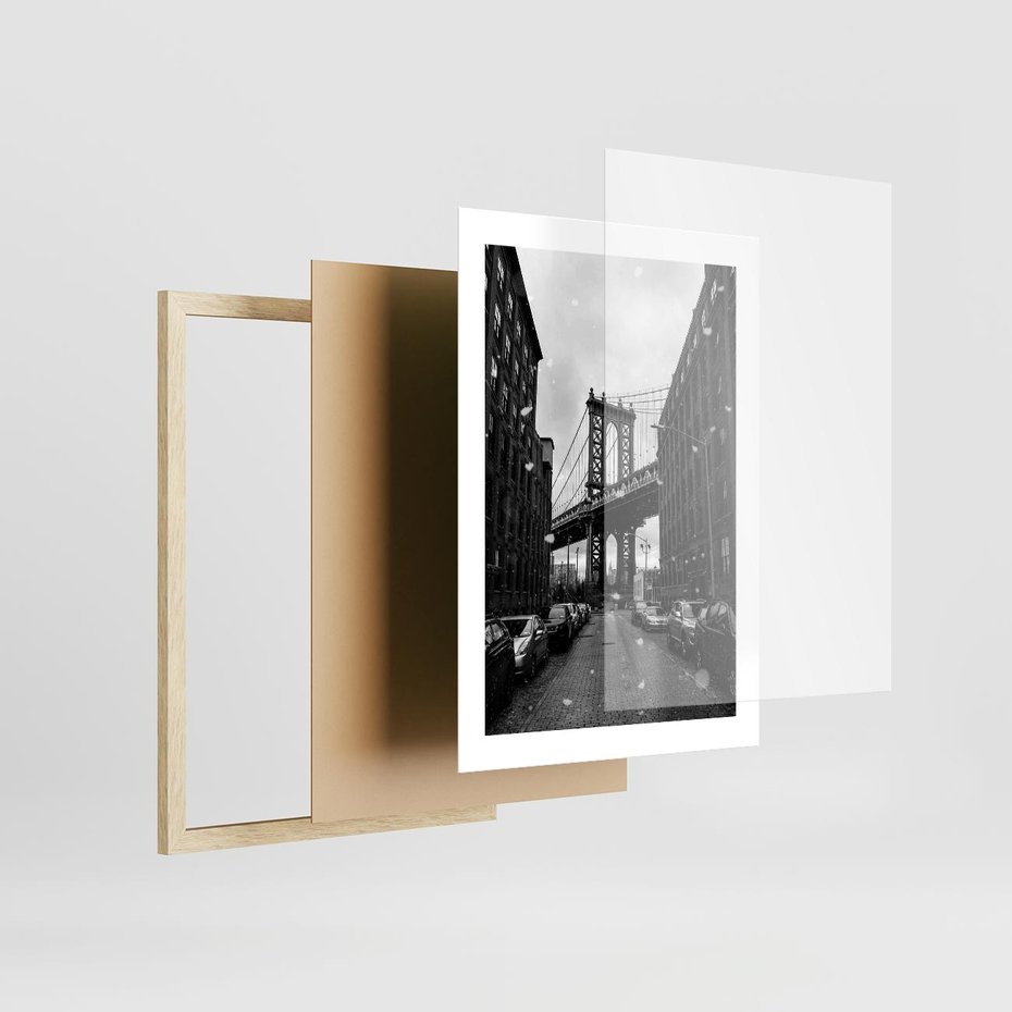Plakat w ramie 30x40 - Ikona Miasta - Nowy Jork, most - rama drewno