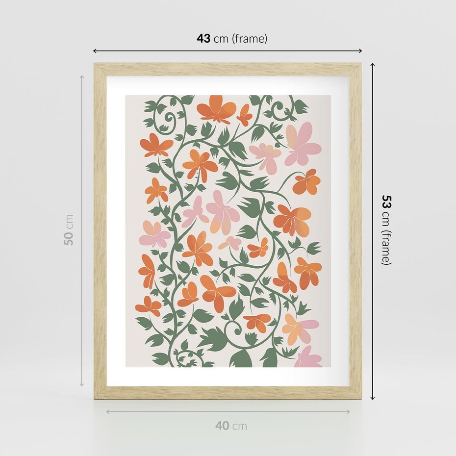 Plakat w ramie 40x50 - Kwiatowa Refleksja - kwiaty polne, plakat - rama drewno