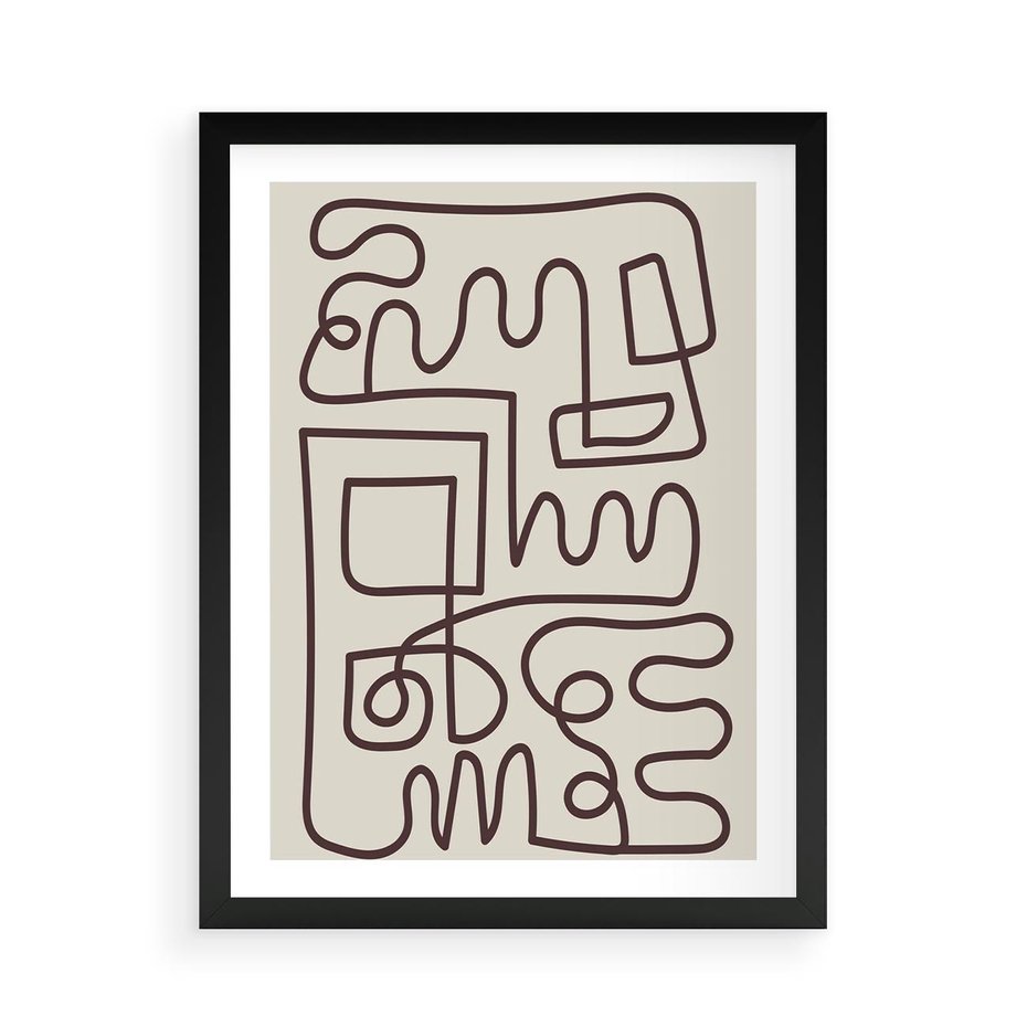 Plakat w ramie 50x70 - Etniczna Abstrakcja - nowoczesna boho grafika, abstrakcja - rama czarna