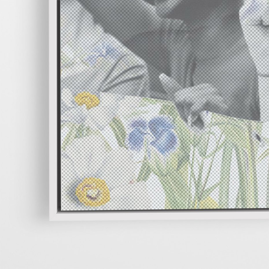 Obraz w ramie 70x100 - Księga zaklętych marzeń - kolaż, czarnobiałe zdjęcie wesołych młodych ludzi - rama biała